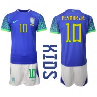 Brazília Neymar Jr #10 Vonkajší Detský futbalový dres MS 2022 Krátky Rukáv (+ trenírky)